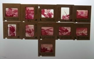 Set Of 11 Wwii German Army War Pictures / Slides - World War Ii - Artillary Etc