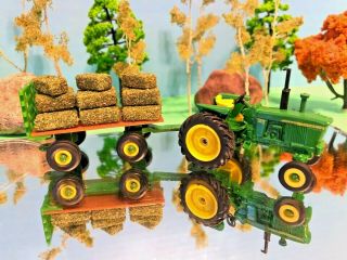 John Deere 3020 Tractor & Hay Wagon,  Farm Toy,  1/64,  Agriculture Layout 2760