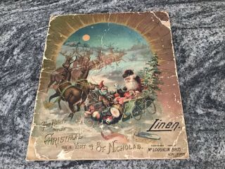 1896 The Night Before Christmas Linen Mcloghlin Brothers