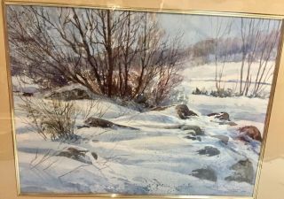 Luigi Tiengo Canadian Society Of Artists Watercolor Winter Scene Canada