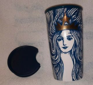 Starbucks 2016 Anniversary Blue Mermaid Siren Queen Ceramic Tumbler Travel Mug