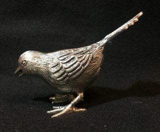 Vintage Epns E.  P.  N.  S.  Lacquered Silver Plated Decorative Bird With Tag Retro Mcm