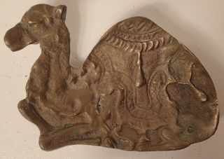 Vintage Solid Brass Camel Trinket Change Dish Ashtray Syrian Tray