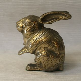 Vintage Brass Rabbit Bunny Sitting Figurine 4 " Tall Collectible Critter