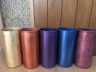 Vintage Perma Hues Anodized Aluminum Drinking Cups Tumblers Set Of 5