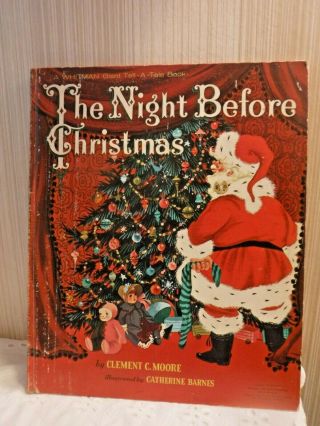 Santa Claus The Night Before Christmas Whitman Giant Tell - A - Tale Book 1960