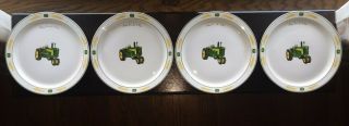 Set Of 4 John Deere Licensed Dinner Plates 10 7/8 " Gibson Wheat Logo