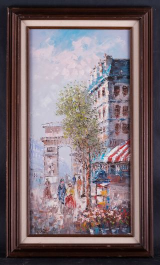 Vintage French Impressionist Oil Painting " Arc De Triomphe "