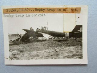 Org Wwii Ju 87 Stuka Photo Captured Italian Stuka W/nose Blown Off By Booby Trap