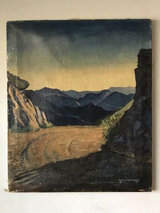 Ruth Sterns Yesbera Landscape Oil Painting 1946 Vintage Modern Mountain Scene