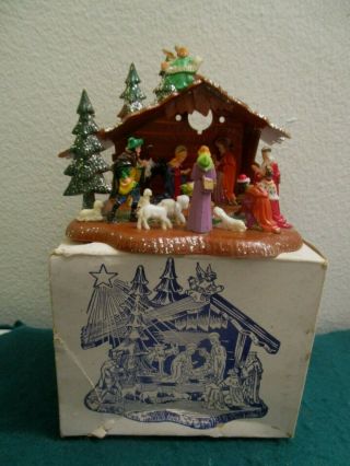 Vintage Large Plastic Holy Family Nativity Scene Christmas Ornament
