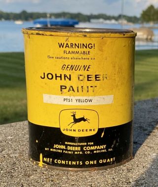 Vintage John Deere Pt51 Yellow Paint Quart Can