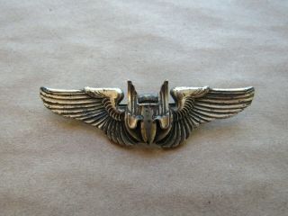 Wwii United States Army Air Corps Air Gunners Pin - Back Sterling 3 Inch Wings