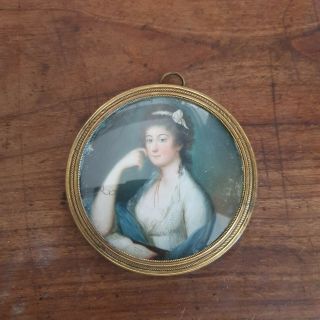 18th Century Miniature Portrait Of A Lady