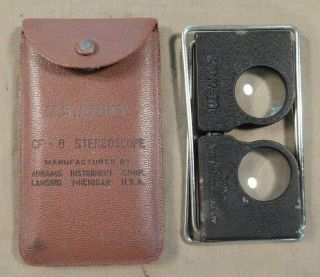 Wwii U.  S.  Army,  Cf - 8 Sterioscope W/ Leather Case,  For Viewing Aerial Photos