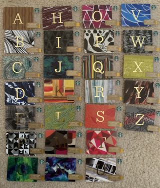 Starbucks 2014 Alphabet Cards Letters A - Z Set Of 26 Us Edition
