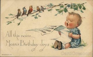 Children Birds And Baby Singing Edward Gross Co.  Postcard Vintage Post Card