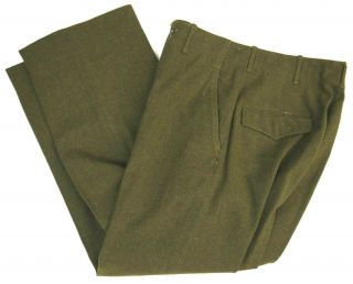 Vintage 40s Ww2 Wool Field Pants Military Army Wwii Gi Uniform Green 30x31