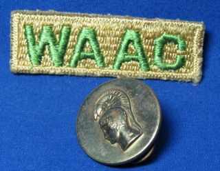 Wwii Waac Womens Army Auxiliary Corps Patch & Womens Army Corps Enlisted Disc