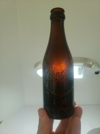 Straight Side Coca Cola Amber Bottle " Louisville,  Ky " 1915 " 7 - Oz