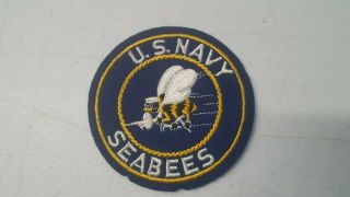 Vintage Wwii Us Navy Seabees Patch Jacket Blue Gold Embroidery 5009