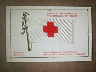 Early 1900s Embroidered Silk Postcard - Red Cross Flag - U.  S.  A.  Published - 25