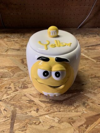 M&m Yellow Ceramic Candy Cookie Jar Canister
