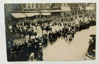 1910 Manchester Nh Memorial Day Parade Horses Band Elm Tap Real Photo Postcard
