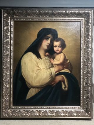 Madonna And Child Oil Painting - Early 20th Cent.  (signed