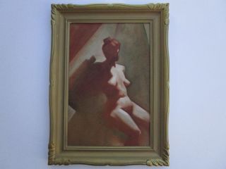 Antique American Female Nude Painting Mystery Art Deco Modernist Composition