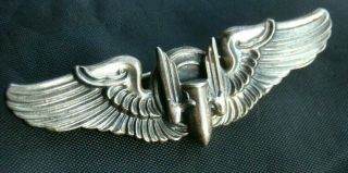 Wwii 1942 Sterling Silver Wings Army Air Force Aerial Gunners Military 2 " Pin