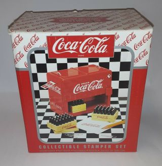 Vintage 1996 Coca - Cola " Cooler " Stamper Set With Sharpener/ink/pad Box