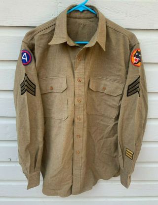 Vtg 1941 Issue Ww2 Us Army 66th Infantry Division Uniform Shirt W/patches 1940s