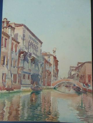 Antique Impressionist Watercolor Painting Of Venice By Emanuele Brugnoli
