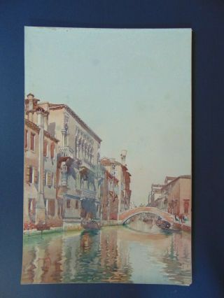 ANTIQUE IMPRESSIONIST WATERCOLOR PAINTING OF VENICE by EMANUELE BRUGNOLI 2