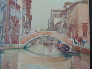 ANTIQUE IMPRESSIONIST WATERCOLOR PAINTING OF VENICE by EMANUELE BRUGNOLI 3