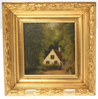 ​antique Early 1800s Framed Oil Painting - 14cm X 13.  5cm - Ready To Hang - Post
