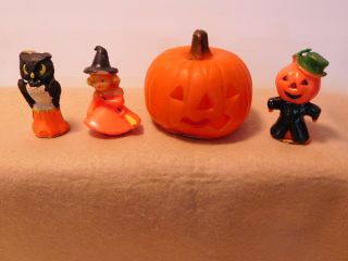 4 Vintage Gurley Candle Wax Candles Pumpkin Witch Owl Scarecrow
