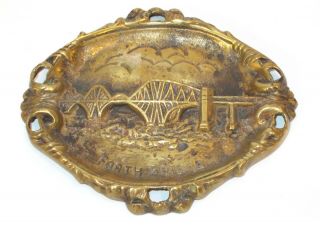 Large Vintage Heavy Cast Brass Ashtray From The Forth Rail Bridge In Scotland