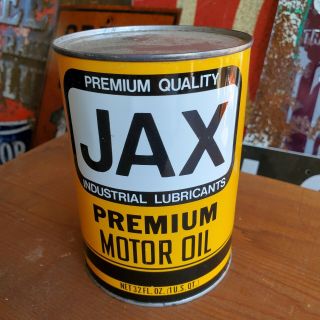 Vintage Jax Motor Oil Can Quart Qt Metal Tin Empty