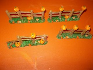 Retired Lemax Spooky Town Halloween Pumpkin Fence Set 4 44142 Dept 56 Village
