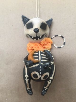 Bethany Lowe Day Of The Dead Sugar Skull Muertos Cat Skeleton Halloween Ornament