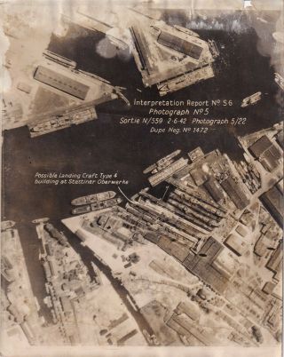 Wwii Raf Aerial Photo German Landing Ships Stettiner 1942 Germany 28