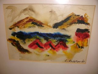 1964 Listed Detroit Artist Louis Redstone Abstract Mid Century Watercolor