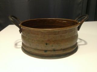 Old Vintage Hand Hammered Copper Bowl 2 - Handled Metal Dish Metalware
