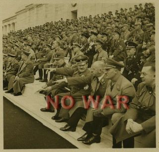 Wwii German Photo Nuremberg Political Parade Show Officers On Stadium