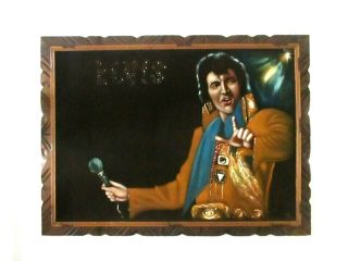 Vintage 70s Elvis Presley Black Velvet Painting 39 " X 29 " Framed Signed