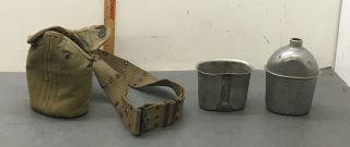 Ww Ii 1943 - 44 Us Army Canteen Cover Belt And Holder