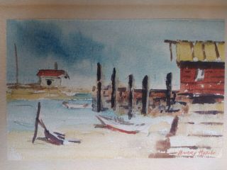 Vintage Watercolor Painting Signed Harry Hall Cape Cod Artist Beach