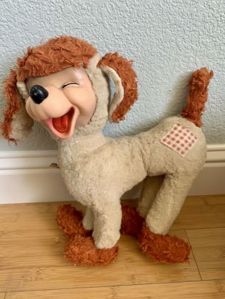 Vintage Ideal 1950’s Laughing Dog Rubber Face Plush Doll Stuffed Animal Rushton